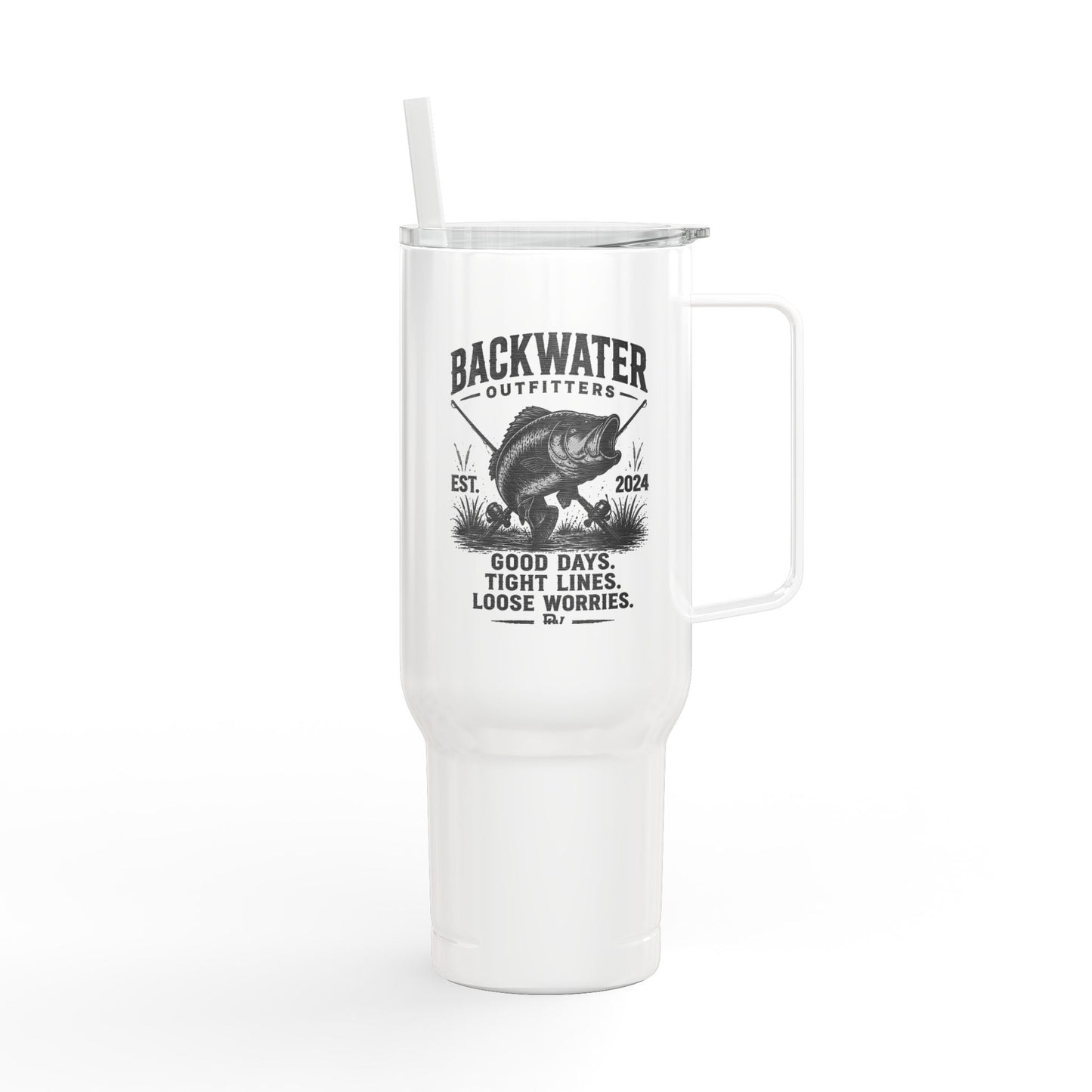 Backwater Outfitters 40oz Engraved Tumbler – 'Good Days, Tight Lines' Insulated Cup
