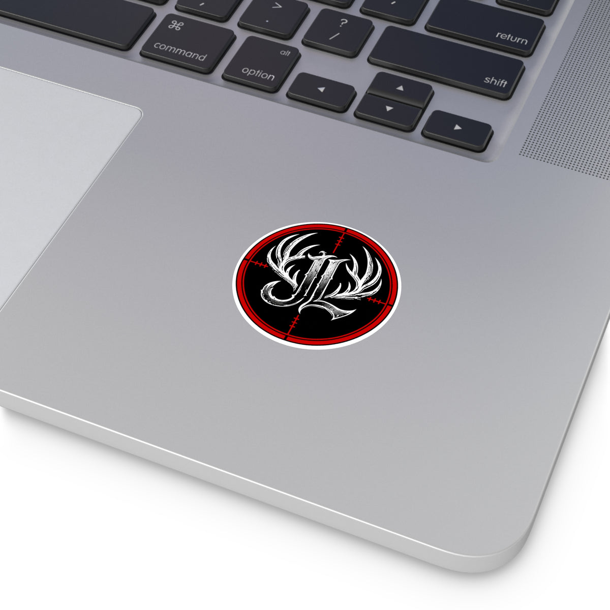 Hunter Antler Monogram Sticker – Round Vinyl JL Logo Printify