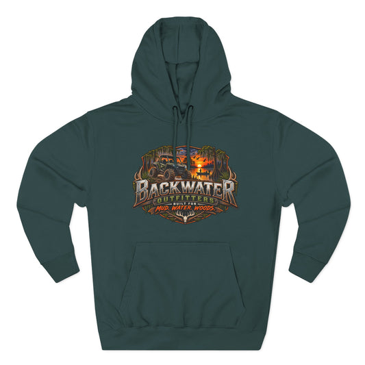 Backwater Outfitters Hoodie — Ride It, Hunt It, Fish It Graphic Pullover Printify