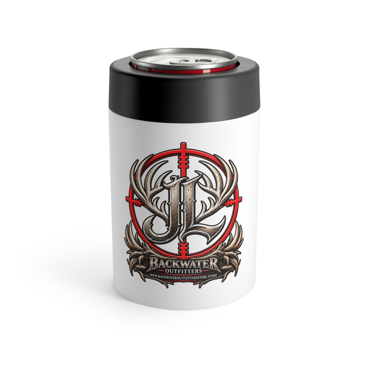 James Luker Antler Skull Can Cooler - Rustic Hunting Beverage Holder Printify