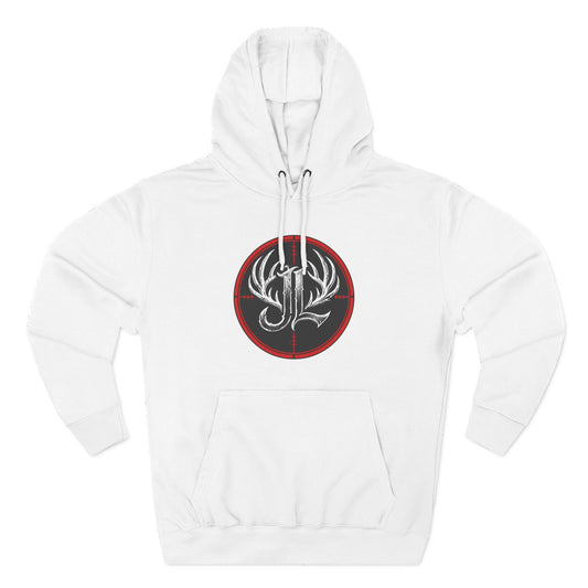 James Luker Hunting Logo Hoodie — Backwater Outfitters Antler Crest Fleece Hoodie Printify
