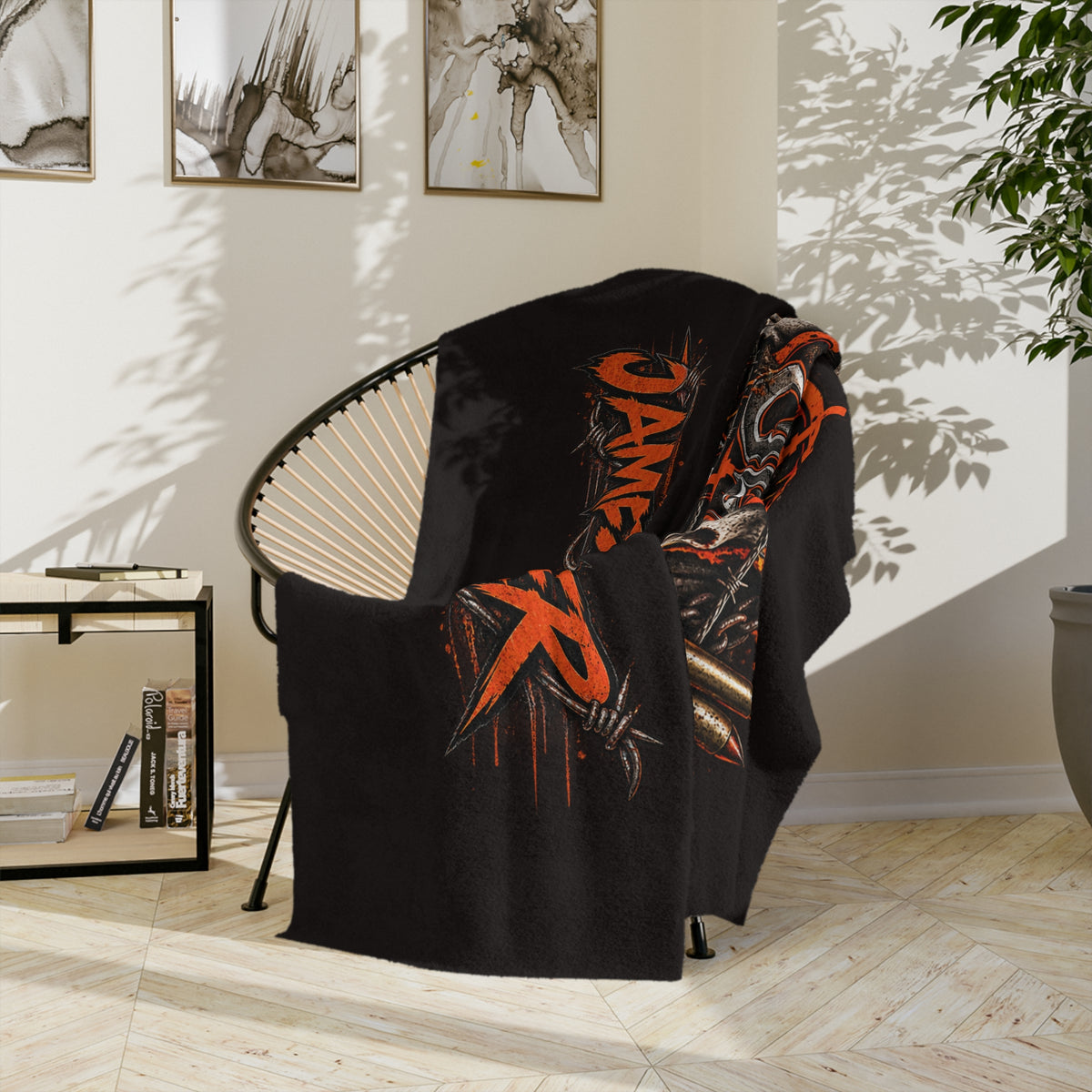 Backwater Outfitters Personalized Velveteen Blanket — "James Luker" Hunting Logo Throw Printify
