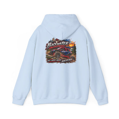 Backwater Outfitters Hoodie — American Flag Outdoor Fishing & Off-Road Pullover Printify