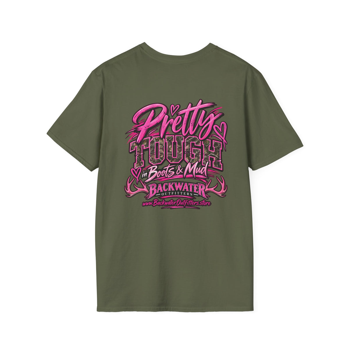 Women Backwater Outfitters "Pretty Tough" Fishing T-Shirt Printify