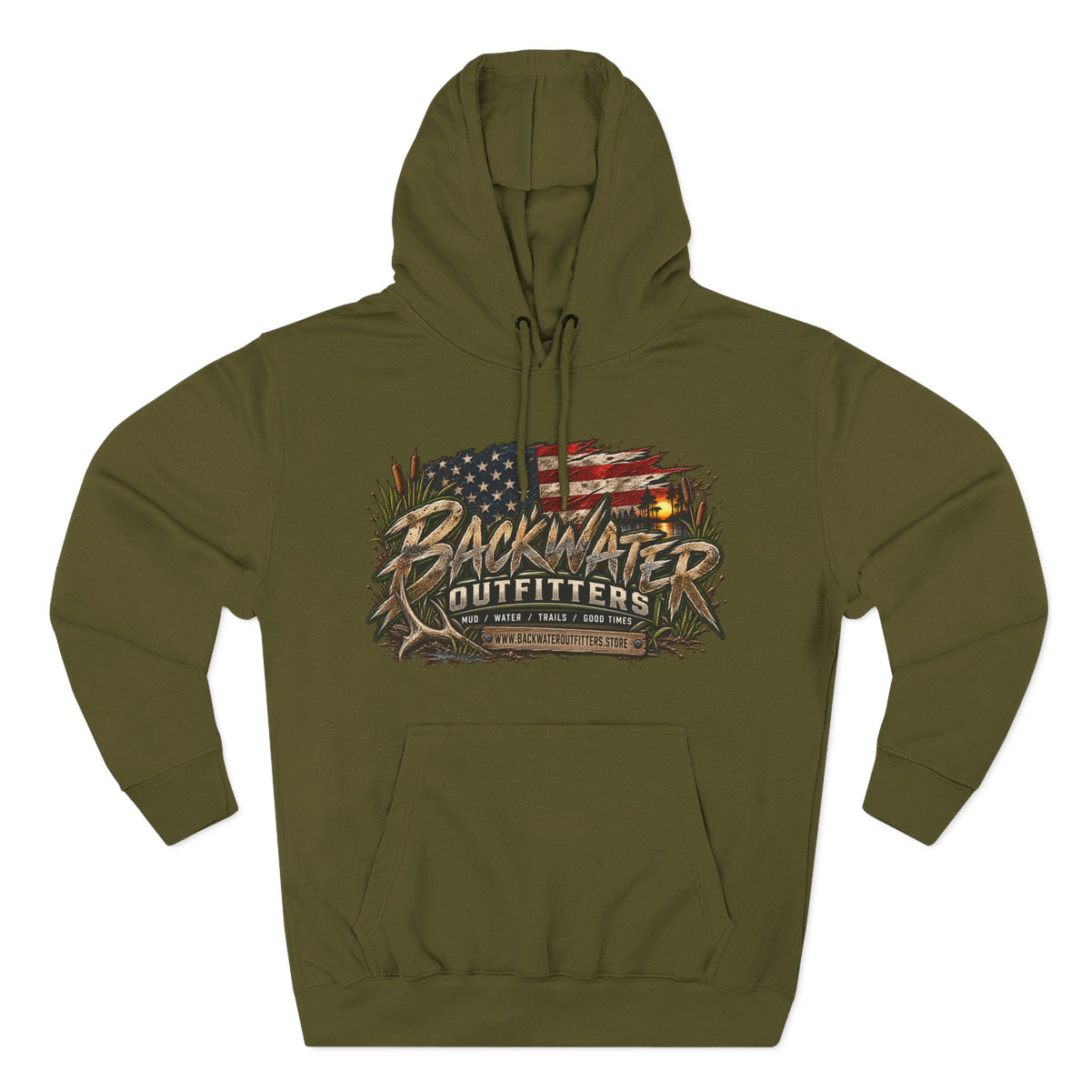 Backwater Outfitters Off-Road Hoodie — American Flag & UTV Graphic Printify