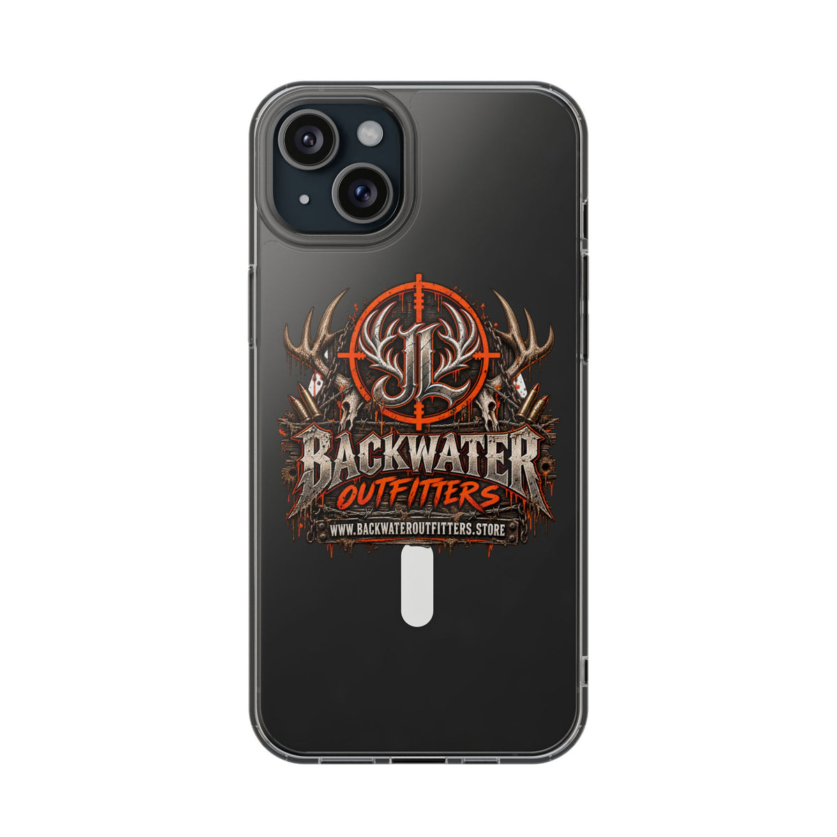 James Luker Clear Magnetic Phone Case — Backwater Outfitters Hunting Logo, Impact-Resistant Printify