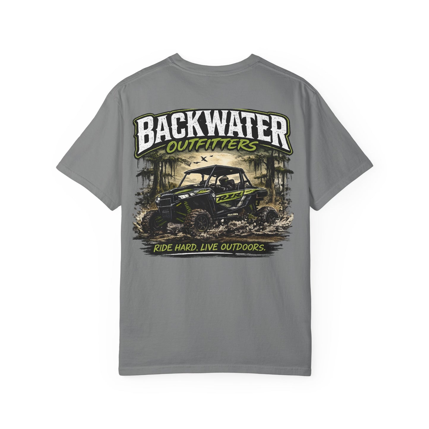 Backwater Outfitters UTV Adventure T-Shirt — "Ride Hard, Live Outdoors" Graphic Tee
