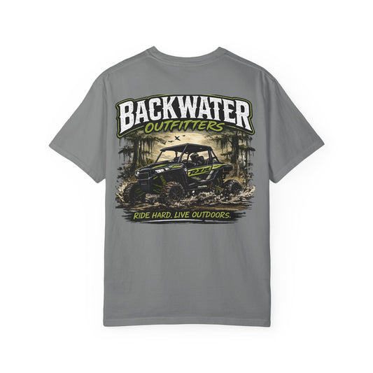 Backwater Outfitters UTV Adventure T-Shirt — "Ride Hard, Live Outdoors" Graphic Tee Printify