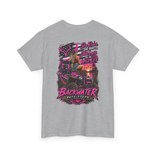 Backwater Bayou Graphic Tee — "Backwater Buttwhips" Outdoor Fishing & Hunting Shirt Printify