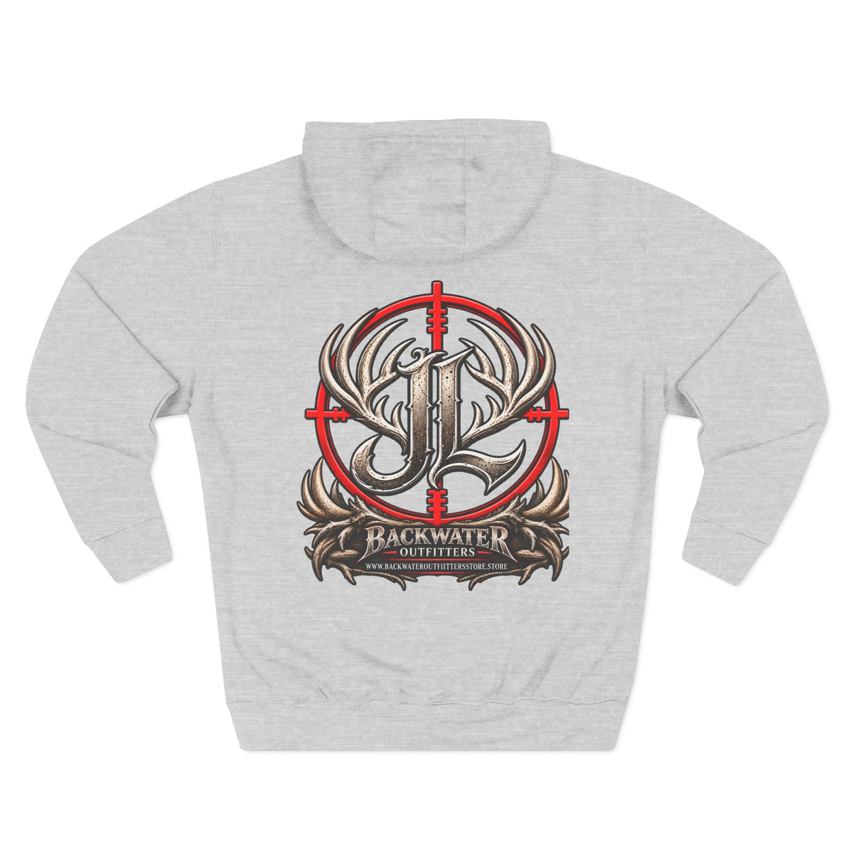 James Luker Hunting Logo Hoodie — Backwater Outfitters Antler Crest Fleece Hoodie Printify