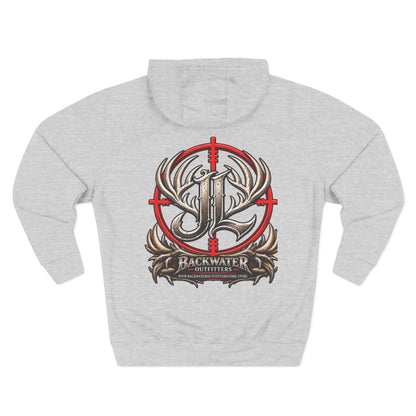 James Luker Hunting Logo Hoodie — Backwater Outfitters Antler Crest Fleece Hoodie Printify