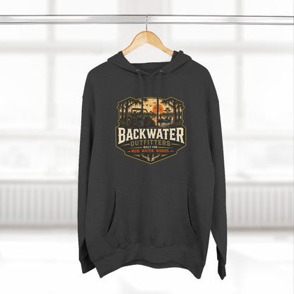 Backwater Outfitters Fishing Hoodie — “My Retirement Plan Has a Trolling Motor” Graphic