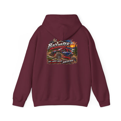 Backwater Outfitters Hoodie — American Flag Outdoor Fishing & Off-Road Pullover Printify
