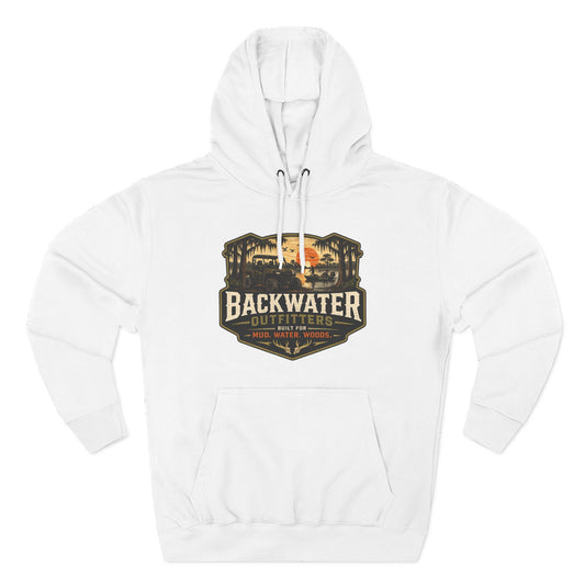 Backwater Outfitters Fishing Hoodie — “My Retirement Plan Has a Trolling Motor” Graphic