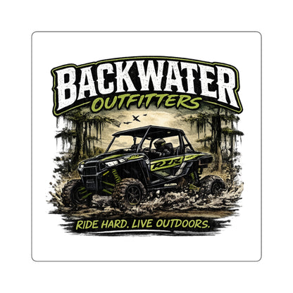 Backwater Outfitters UTV Sticker – "Ride Hard. Live Outdoors." Square Outdoor Adventure Decal