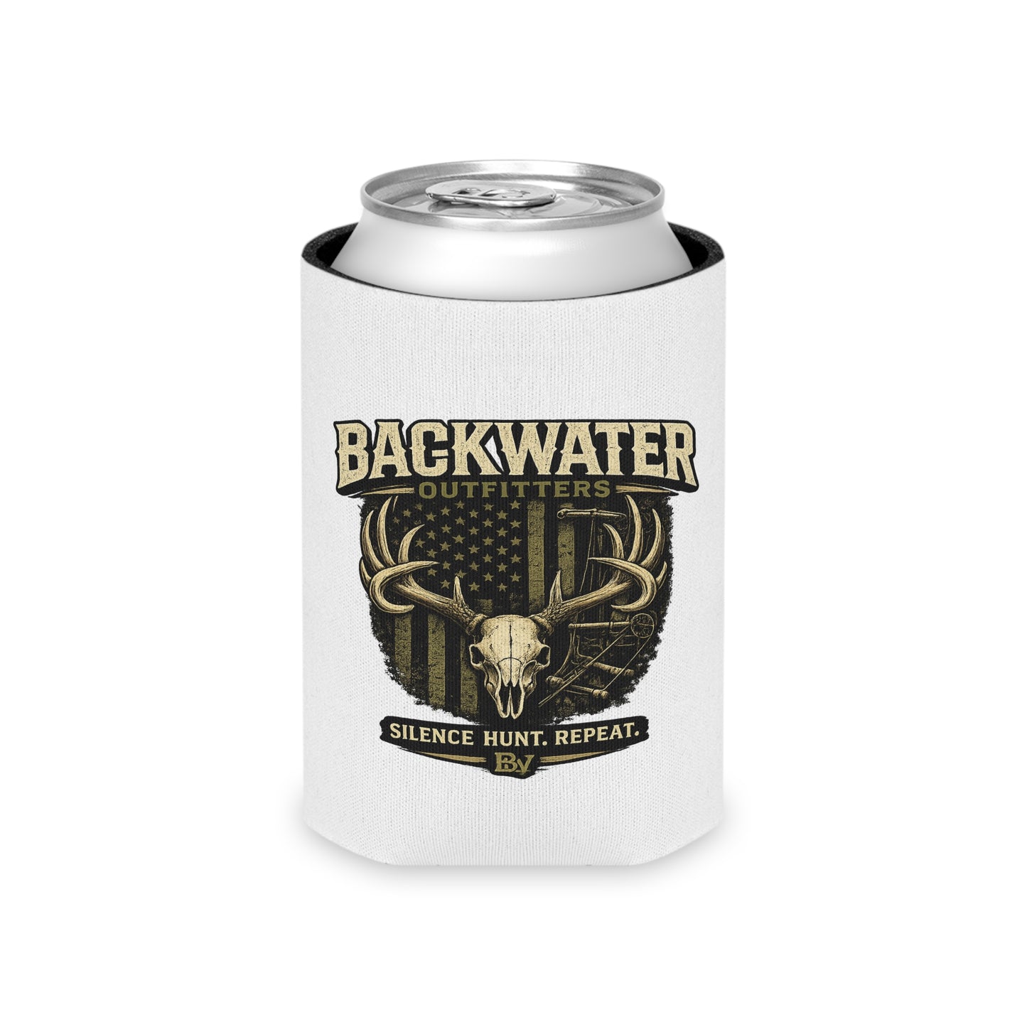 Backwater Outfitters Can Cooler – 'Silence. Hunt. Repeat.' Hunting Drink Koozie