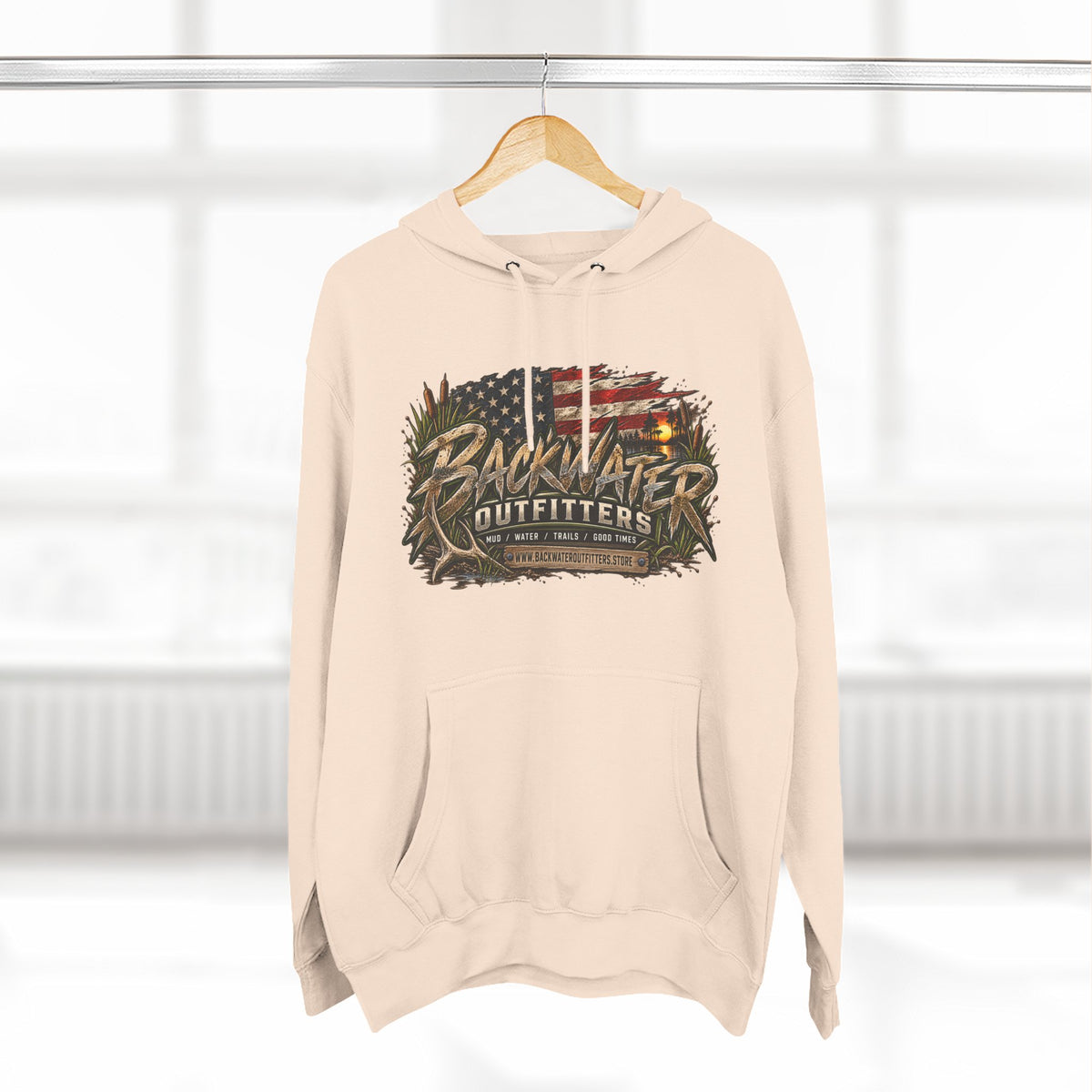 Backwater Outfitters Off-Road Hoodie – American Flag & UTV Graphic Fleece Printify