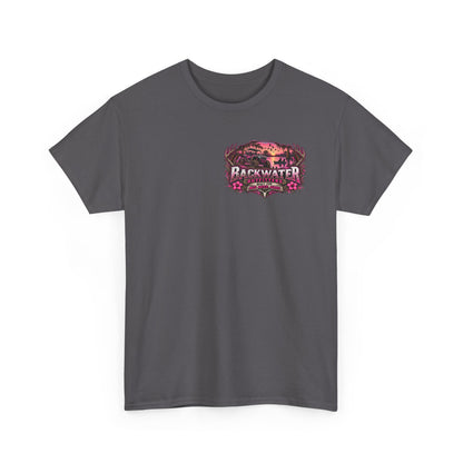 Backwater Outfitters Bass Fishing T‑Shirt — Sunset, Bucks & Bass Graphic Tee
