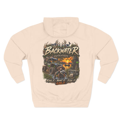 Backwater Outfitters Hoodie — 'Ride It • Hunt It • Fish It' Outdoor Pullover