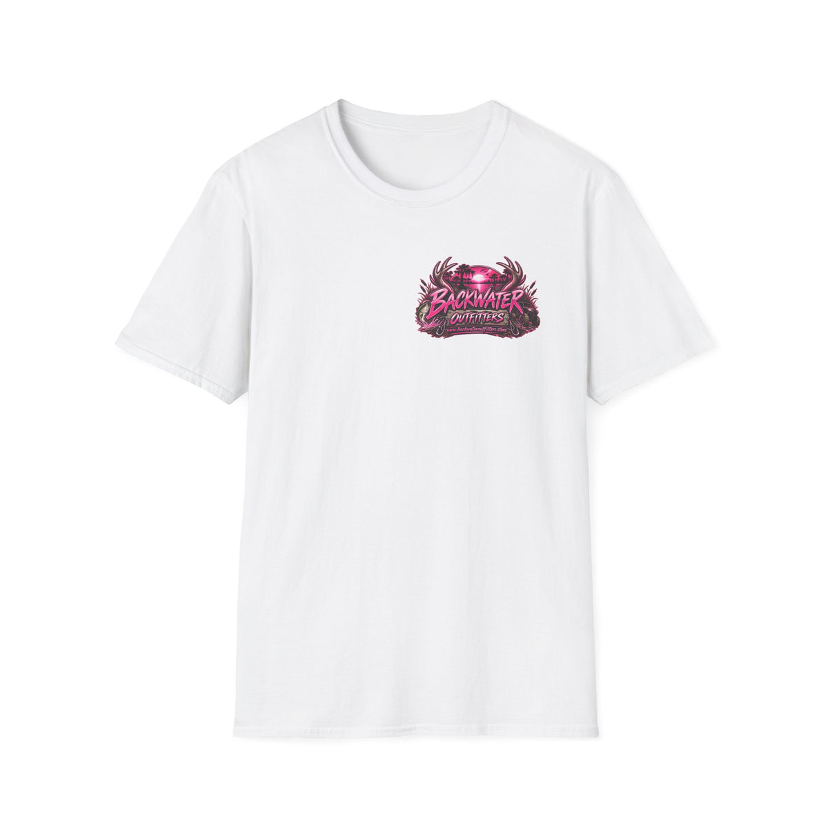 Women T-Shirt — "Backwater & Bad Decisions" Graphic Tee (Pink Palm Beach Vibes) Printify