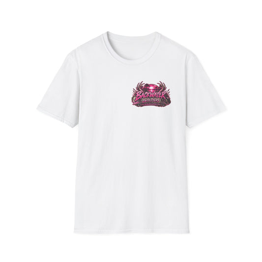 Women T-Shirt — "Backwater & Bad Decisions" Graphic Tee (Pink Palm Beach Vibes) Printify