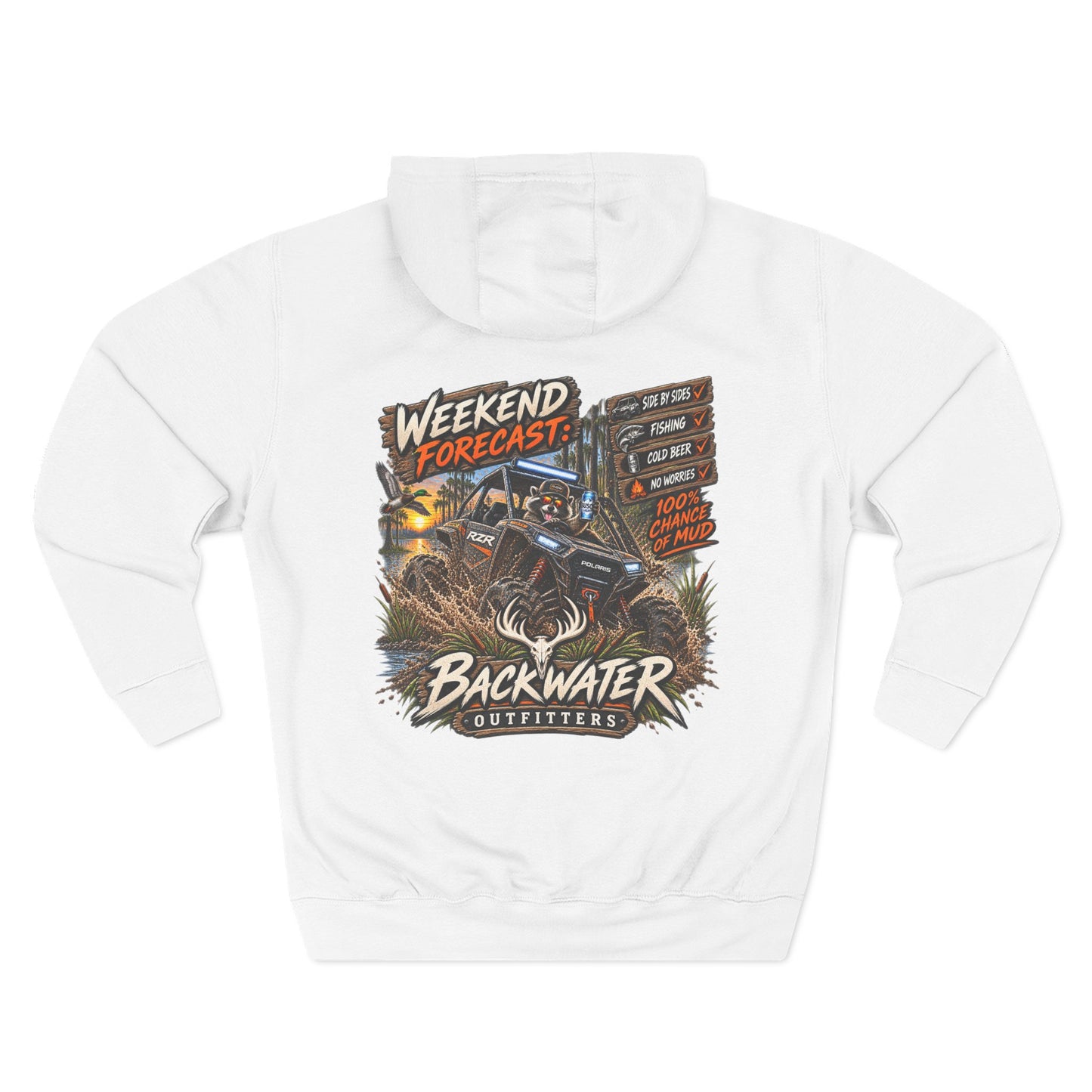 Backwater Outfitters "Weekend Forecast" Off-Road Hoodie — ATV Mud Riding Graphic Hoodie
