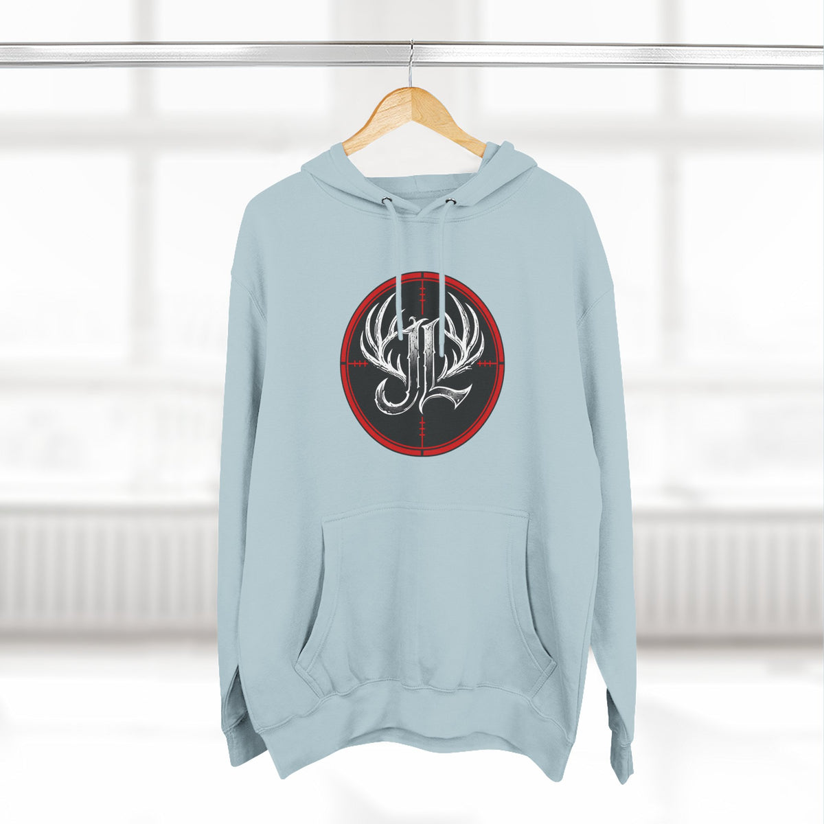 James Luker Hunting Logo Hoodie — Backwater Outfitters Antler Crest Fleece Hoodie Printify
