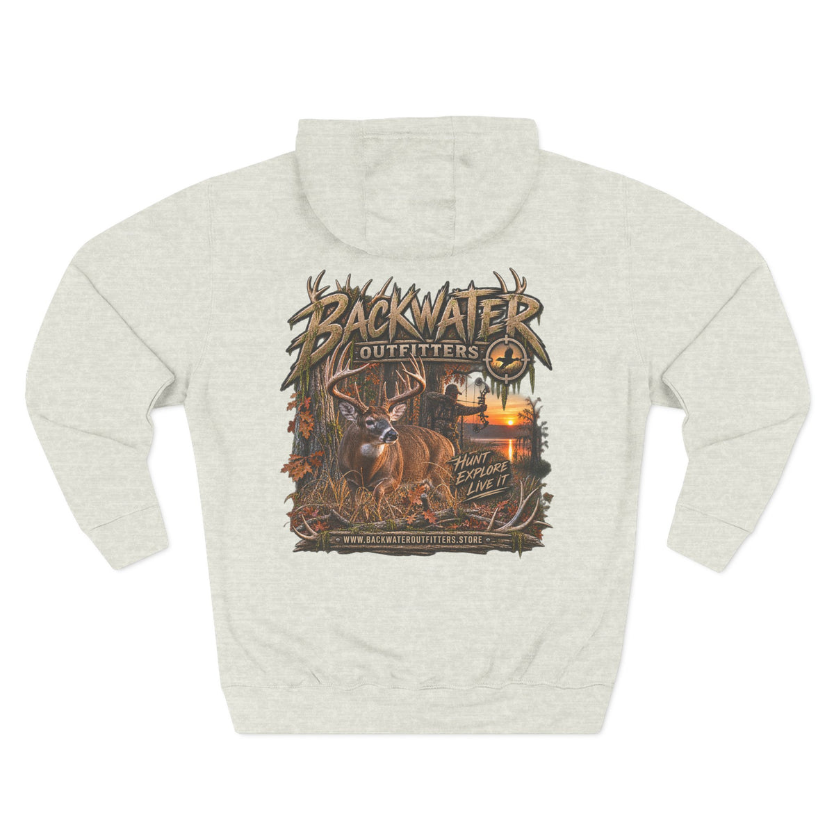 Backwater Outfitters Deer Sunset Hoodie — Hunting Outdoor Graphic Hoodie Printify