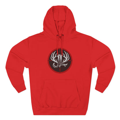 James Luker Hunting Logo Hoodie — Backwater Outfitters Antler Crest Fleece Hoodie Printify