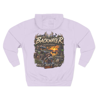 Backwater Outfitters Hoodie — Ride It, Hunt It, Fish It Graphic Pullover