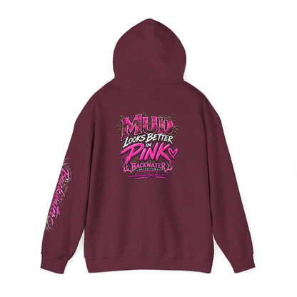 Girl Backwater Outfitters "Mud Looks Better Pink" Hoodie Printify