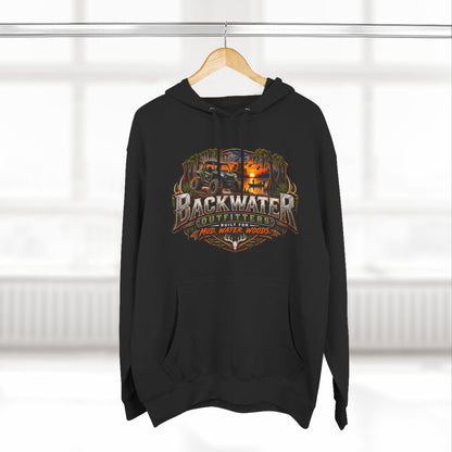 Backwater Outfitters Hoodie — Ride It, Hunt It, Fish It Graphic Pullover