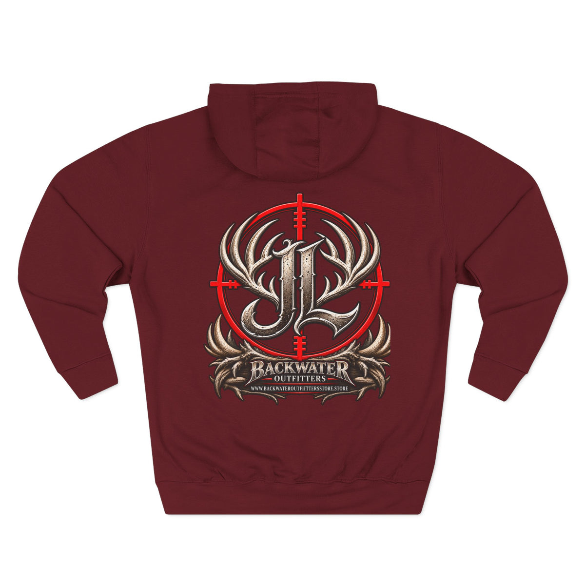 James Luker Hunting Logo Hoodie — Backwater Outfitters Antler Crest Fleece Hoodie Printify