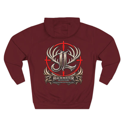 James Luker Hunting Logo Hoodie — Backwater Outfitters Antler Crest Fleece Hoodie Printify