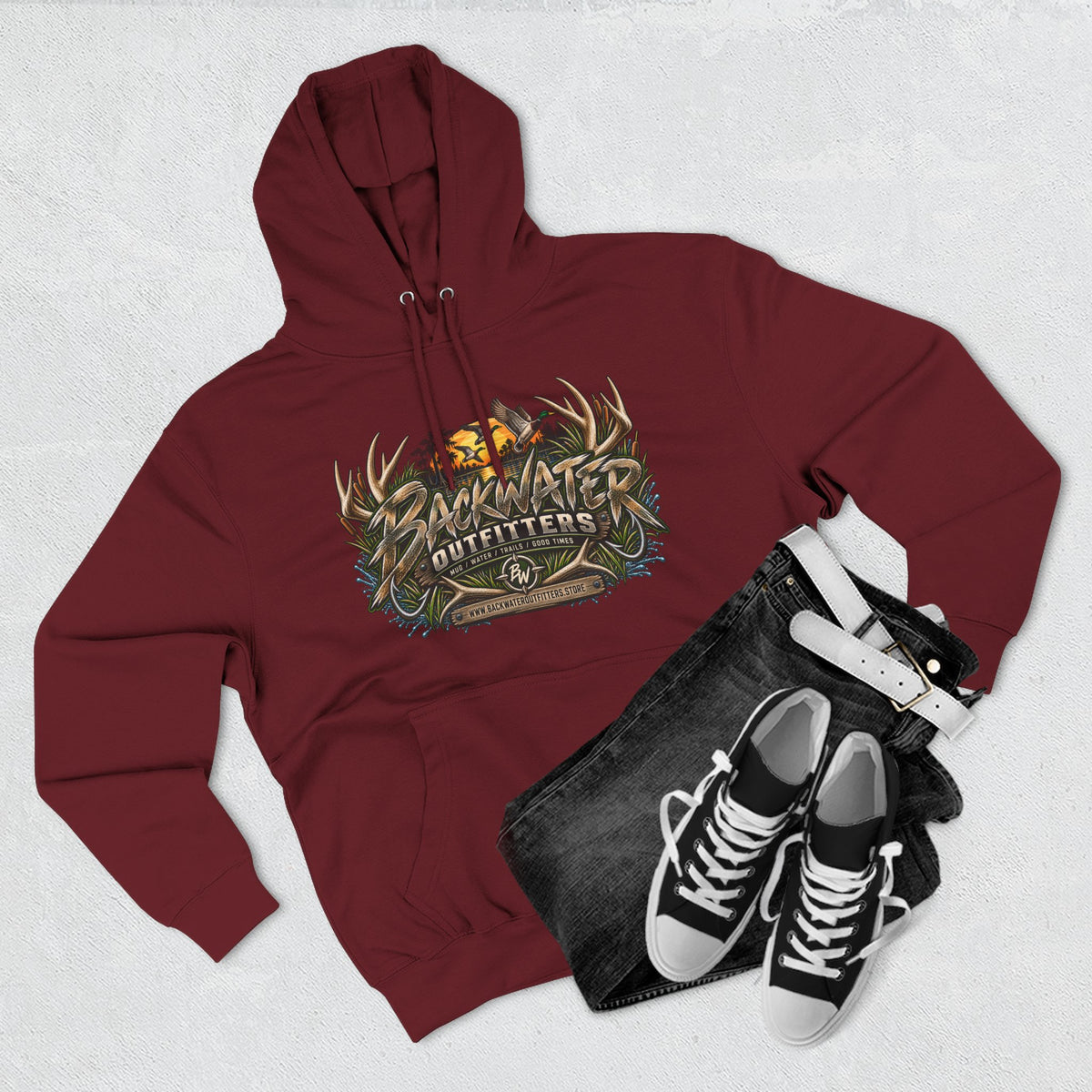 Backwater Outfitters Hoodie — Off‑Road Adventure Fleece Pullover