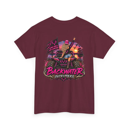 Backwater Outfitters Graphic Tee — Retro Sunset Fishing ATV Shirt