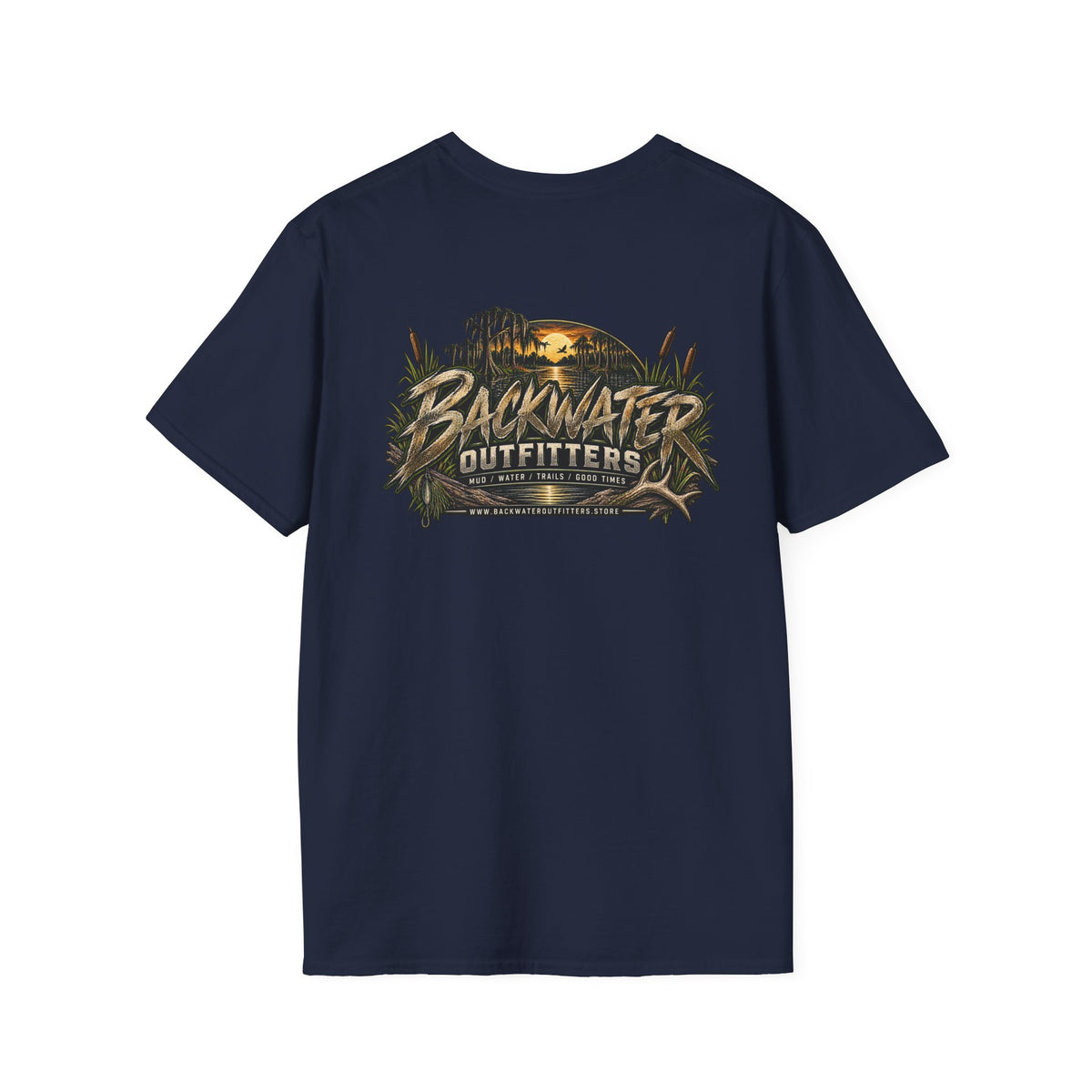 Backwater Outfitters T-Shirt – Sunset Marsh Fishing Tee Printify