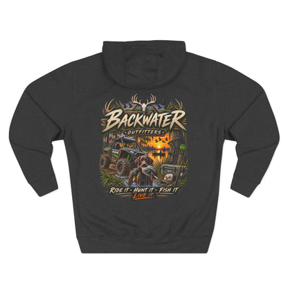 Backwater Outfitters Hoodie — 'Ride It • Hunt It • Fish It' Outdoor Pullover