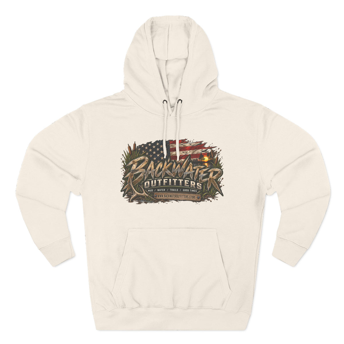 Backwater Outfitters Off-Road Hoodie – American Flag & UTV Graphic Fleece Printify