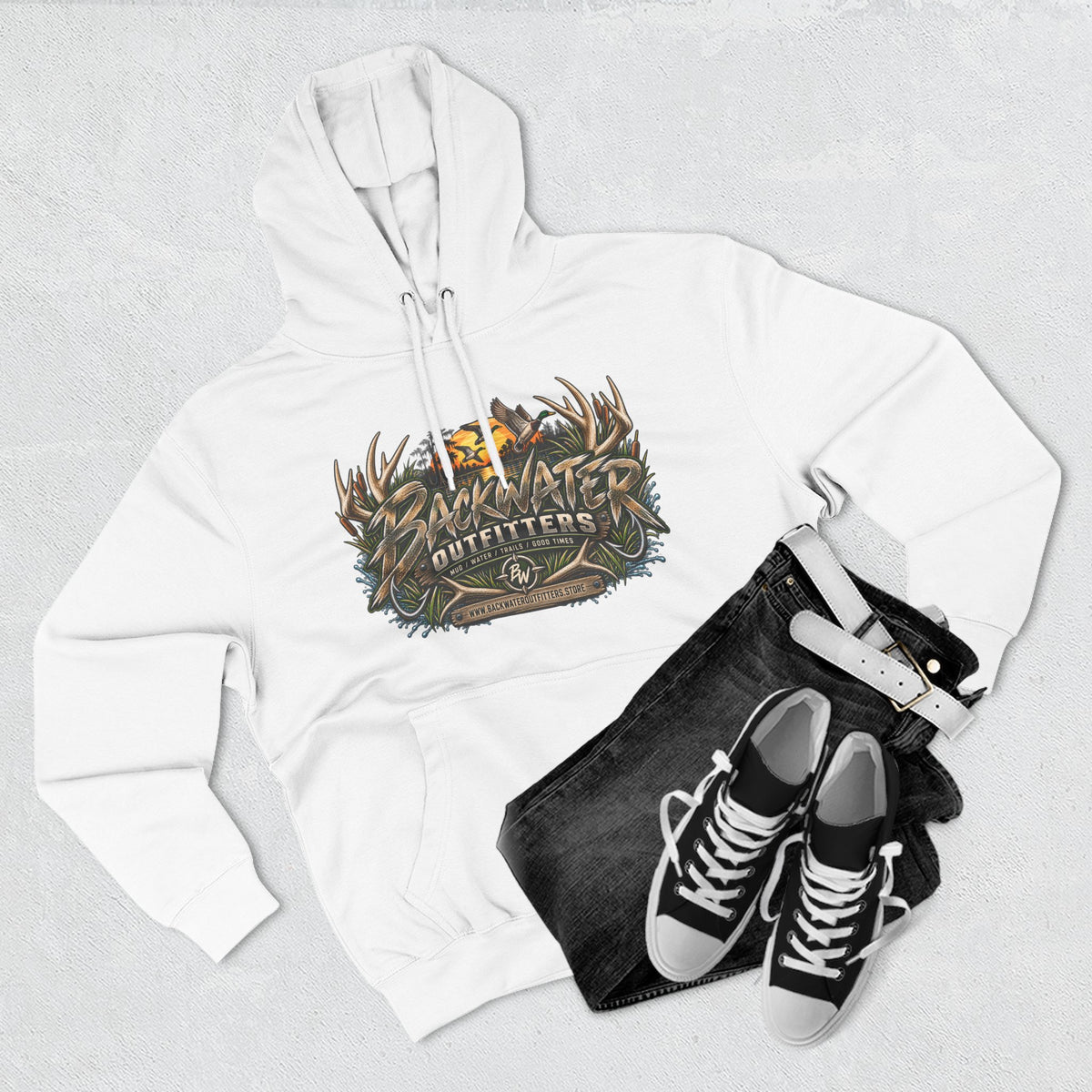 Backwater Outfitters Hoodie — Off‑Road Adventure Fleece Pullover