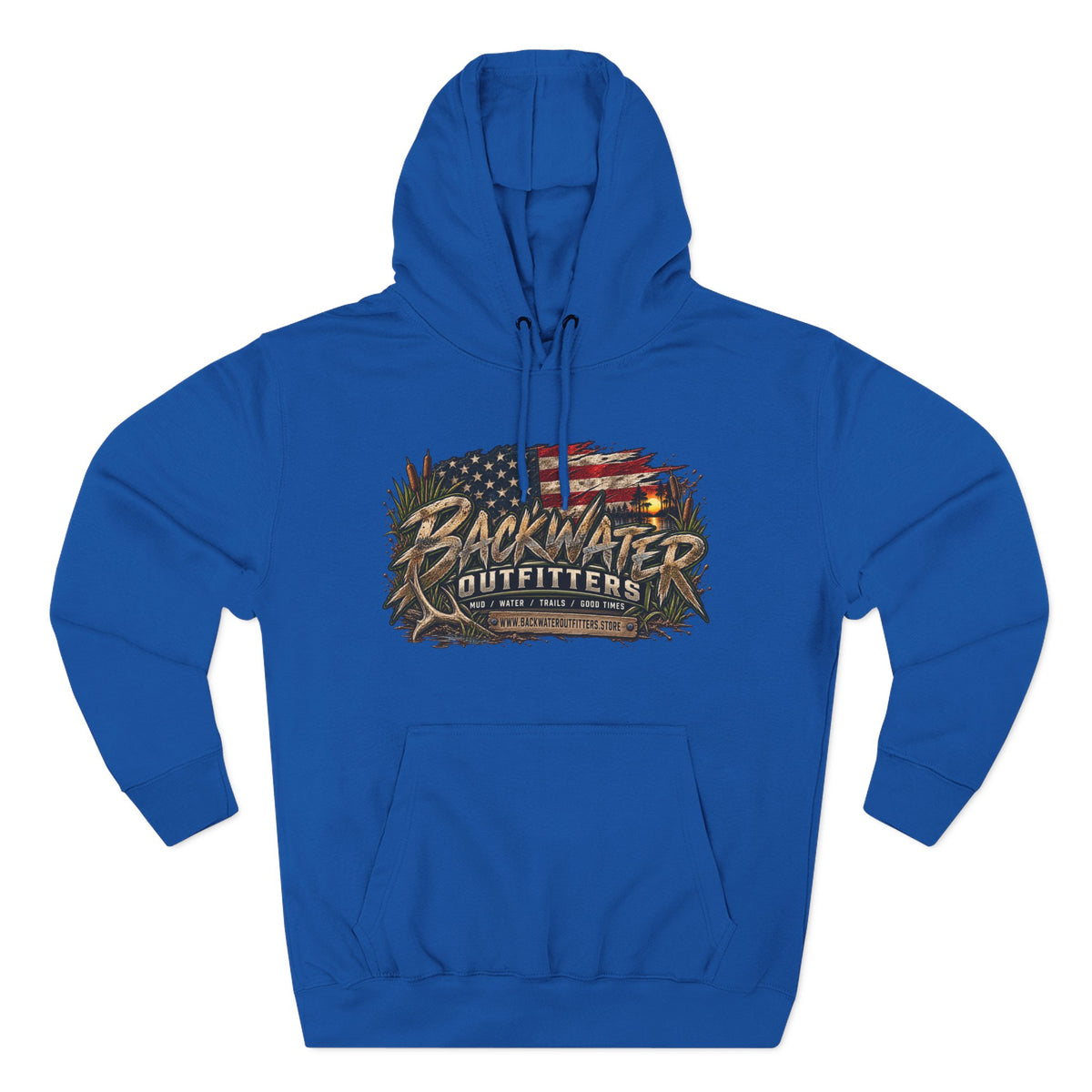 Backwater Outfitters Off-Road Hoodie – American Flag & UTV Graphic Fleece Printify