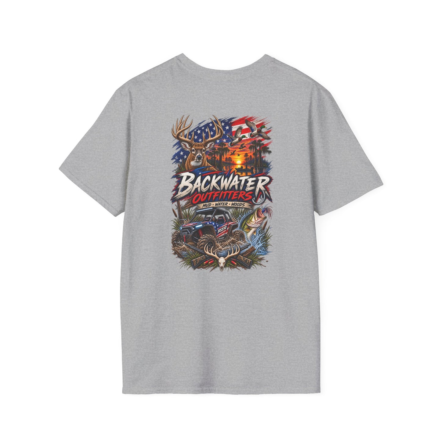 Backwater Outfitters Fishing T-Shirt – American Flag Fish Logo