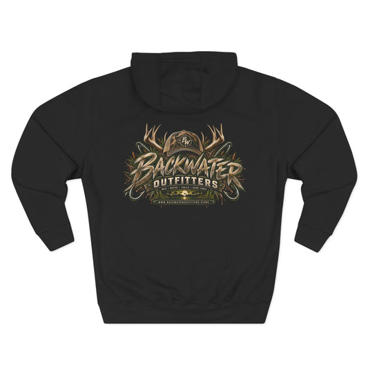 Hoodie - Backwater Outfitters Antler Logo Fleece Hoodie