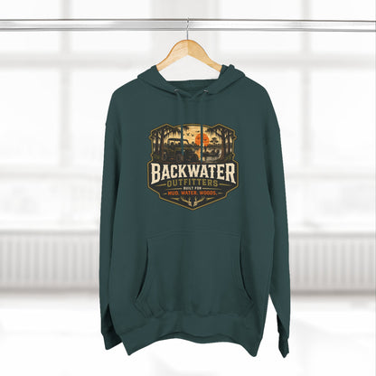Backwater Outfitters Fishing Hoodie — “My Retirement Plan Has a Trolling Motor” Graphic