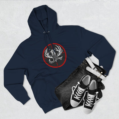 James Luker Hunting Logo Hoodie — Backwater Outfitters Antler Crest Fleece Hoodie Printify