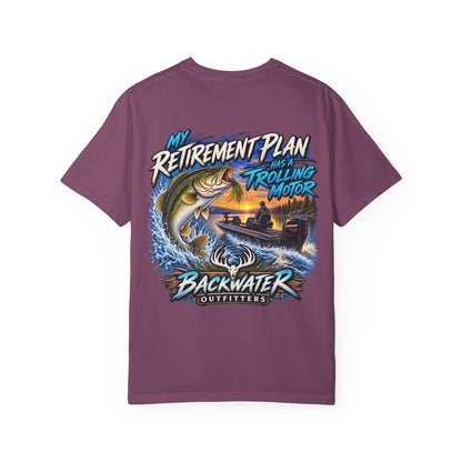 Fishing T-Shirt — "My Retirement Plan Has a Trolling Motor" Backwater Outfitters