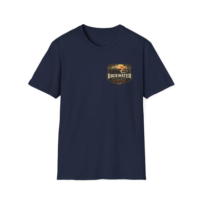 Backwater Outfitters Retro Bass Fishing Logo T-Shirt Printify