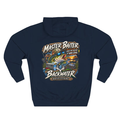 Backwater Outfitters Fishing Hoodie — "Master Baiter" Graphic Pullover