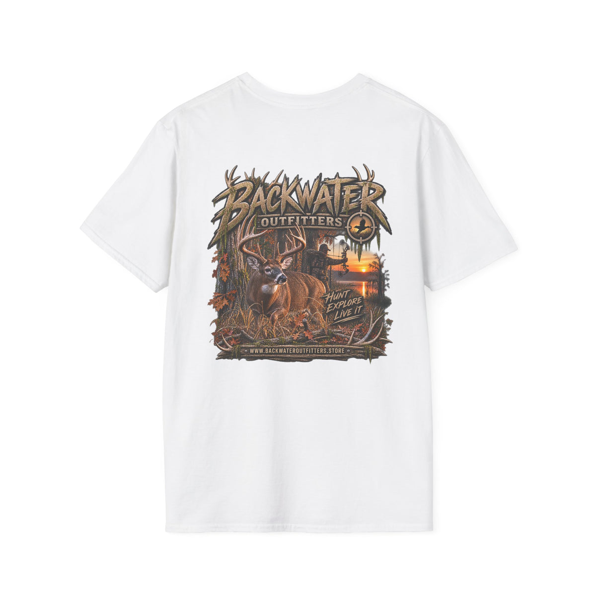 Backwater Outfitters Deer Hunting T-Shirt — Outdoor Hunting Graphic Tee Printify