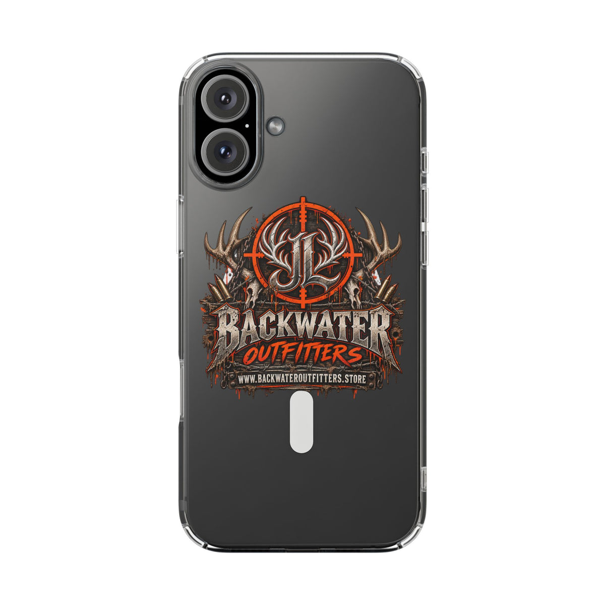 James Luker Clear Magnetic Phone Case — Backwater Outfitters Hunting Logo, Impact-Resistant Printify
